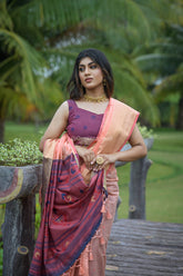 Embrace Elegance in this Peachy Orange Chanderi Saree